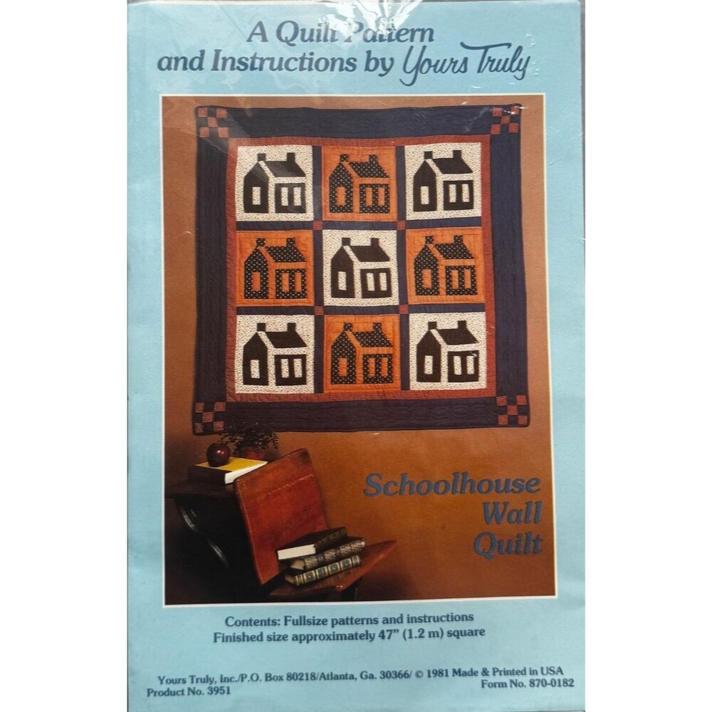 Vintage Schoolhouse Wall Quilt Sewing Pattern Wall Hanging Country Pattern 1981